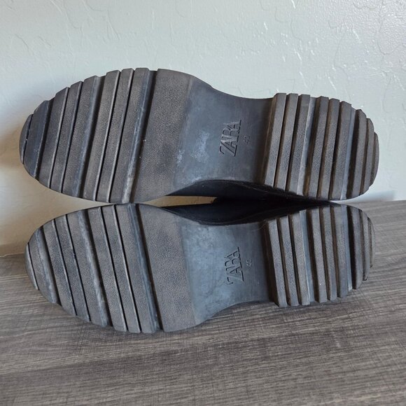 Zara Front Zip Knit Sock Combat Boots Black Size 9 EU 40 Chunky Moto Biker Goth - Picture 9 of 11